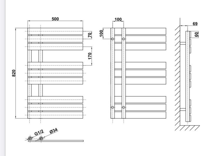 Дизайнерська рушникосушка Antibes 9/820 чорний матовий Дизайнерська рушникосушка Antibes 9/820 чорний матовий