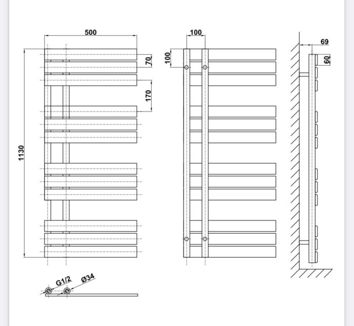 Дизайнерська рушникосушка Antibes 12/1130 чорний матовий Дизайнерська рушникосушка Antibes 12/1130 чорний матовий