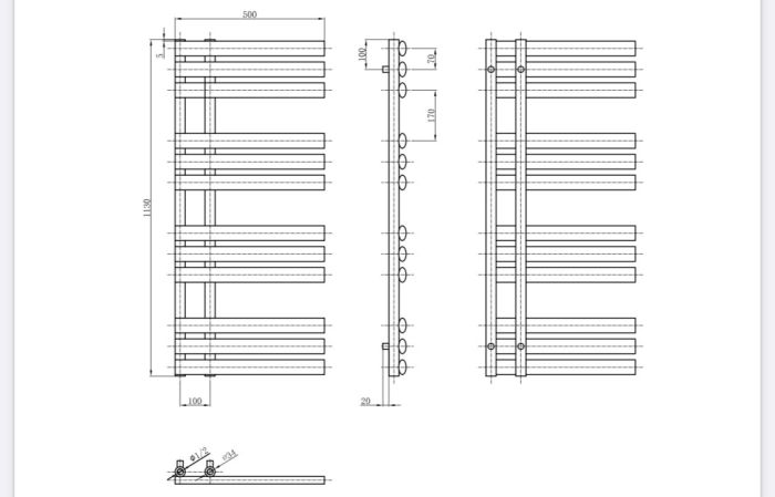 Дизайнерська рушникосушка Grasse 12/1130 білий матовий Дизайнерська рушникосушка Grasse 12/1130 білий матовий