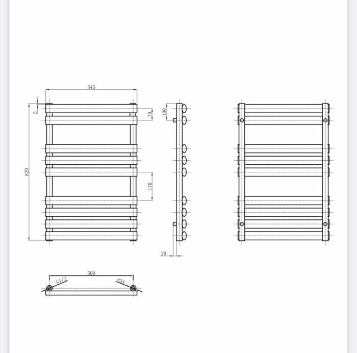 Дизайнерська сушарка для рушників Miramar 9/820 сірий матовий Дизайнерська сушарка для рушників Miramar 9/820 сірий матовий