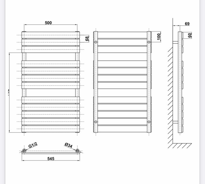 Дизайнерська рушникосушка Vence 12/952 чорний матовий Дизайнерська рушникосушка Vence 12/952 чорний матовий
