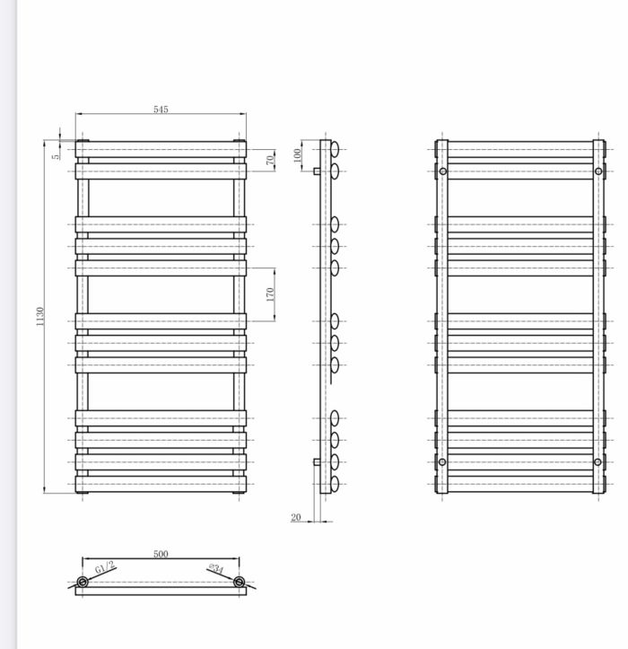 Дизайнерська рушникосушка Miramar 12/1130 сірий матовий Дизайнерська рушникосушка Miramar 12/1130 сірий матовий