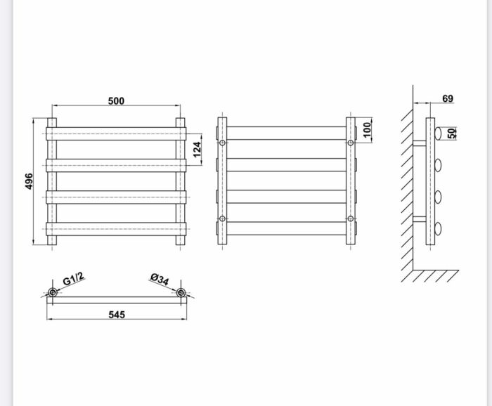 Дизайнерська рушникосушка Menton 4/496 білий матовий Дизайнерська рушникосушка Menton 4/496 білий матовий