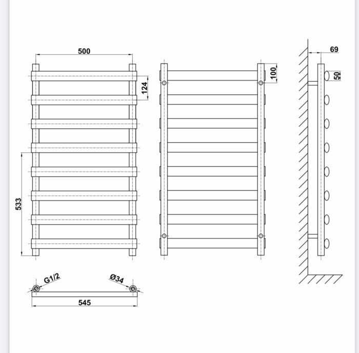 Дизайнерська рушникосушка Menton 8/992 сірий матовий Дизайнерська рушникосушка Menton 8/992 сірий матовий