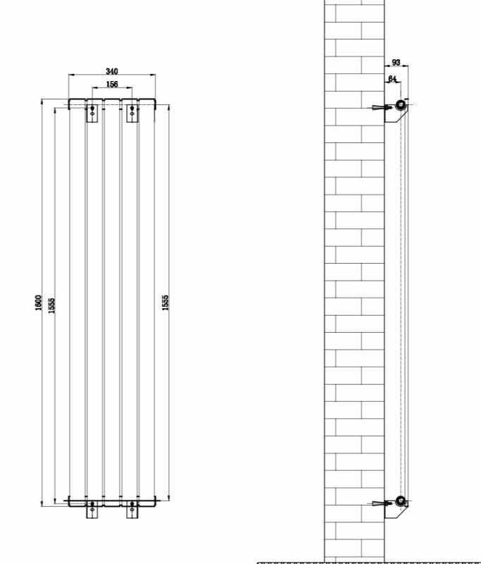 Дизайнерський вертикальний радіатор опалення ARTTIDESIGN Livorno 5/1600/340/50 білий матовий