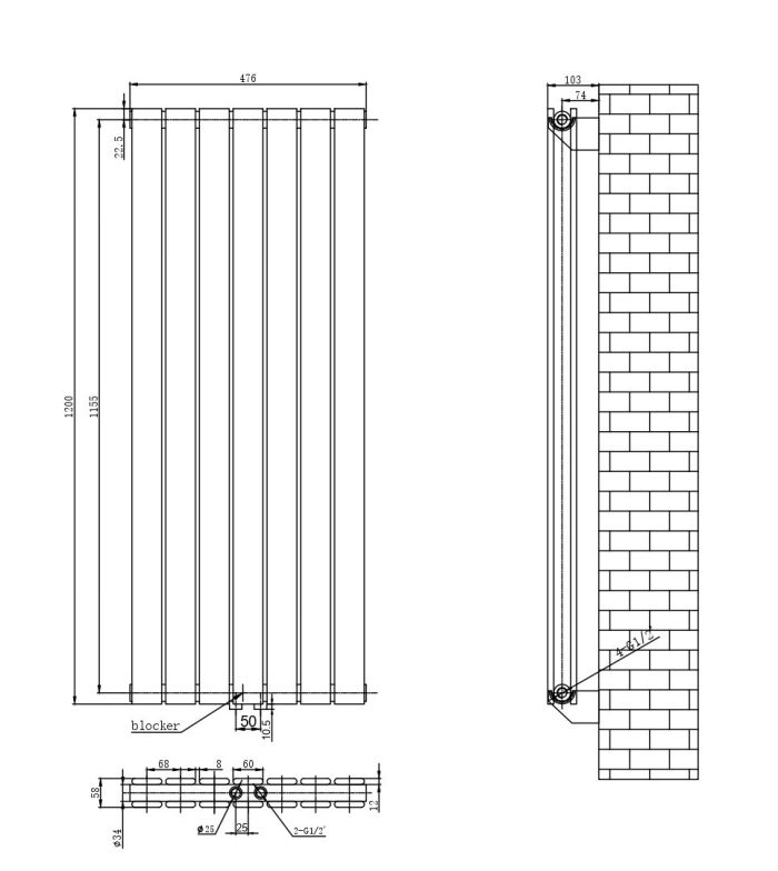 Вертикальний дизайнерський радіатор опалення ARTTIDESIGN Livorno II 7/1200/476/50 чорний матовий Вертикальний дизайнерський радіатор опалення ARTTIDESIGN Livorno II 7/1200/476/50 чорний матовий