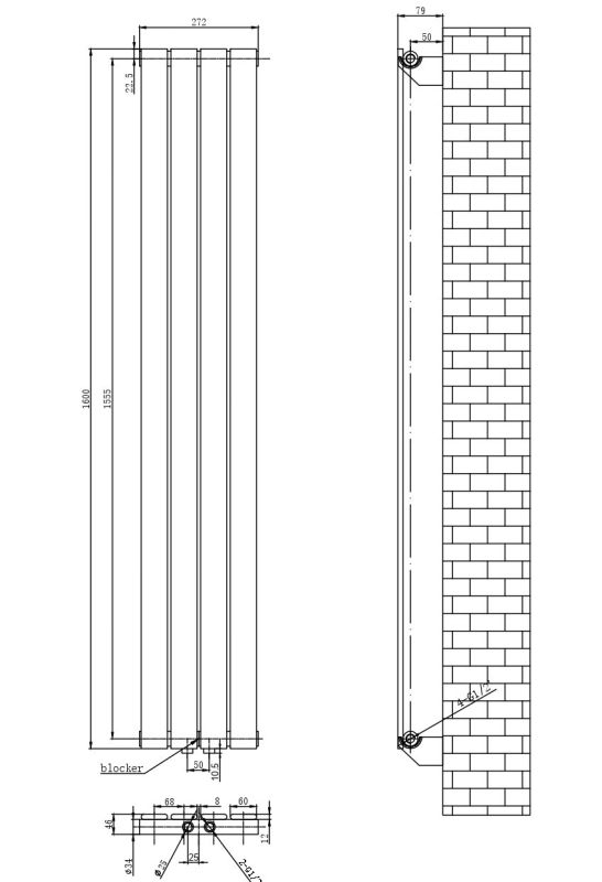 Дизайнерський вертикальний радіатор опалення ARTTIDESIGN Livorno 4/1600/272/50 чорний матовий Дизайнерський вертикальний радіатор опалення ARTTIDESIGN Livorno 4/1600/272/50 чорний матовий