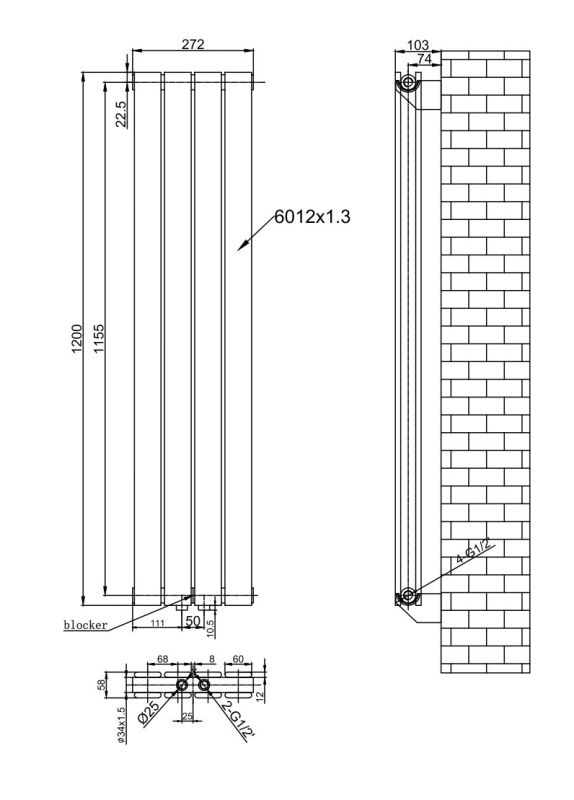 Дизайнерський вертикальний радіатор опалення ARTTIDESIGN Livorno II 4/1200/272/50 білий матовий. Дизайнерський вертикальний радіатор опалення ARTTIDESIGN Livorno II 4/1200/272/50 білий матовий.