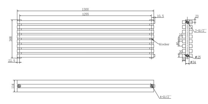 Горизонтальный дизайнерский радиатор отопления ARTTIDESIGN Ancona ІІ G 8/368/1300 чорний матовий Горизонтальный дизайнерский радиатор отопления ARTTIDESIGN Ancona ІІ G 8/368/1300 чорний матовий