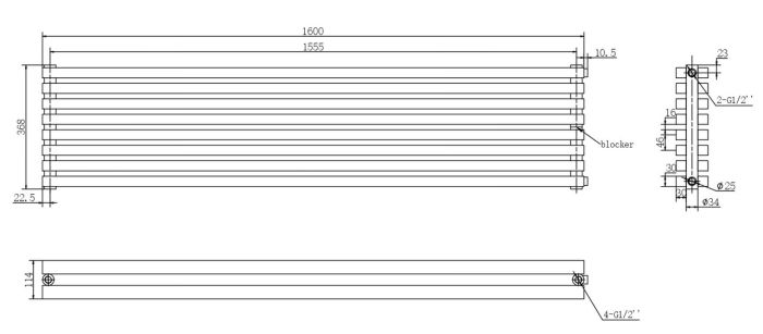 Горизонтальный дизайнерский радиатор отопления ARTTIDESIGN Ancona ІІ G 8/368/1600 чорний матовий Горизонтальный дизайнерский радиатор отопления ARTTIDESIGN Ancona ІІ G 8/368/1600 чорний матовий