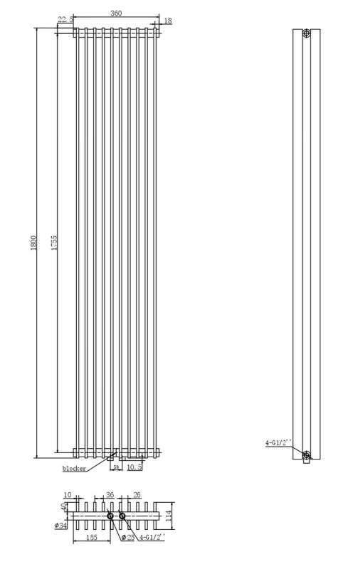 Вертикальный дизайнерский радиатор отопления ARTTIDESIGN Pesaro II10/1800/360/50 белый матовый Вертикальный дизайнерский радиатор отопления ARTTIDESIGN Pesaro II10/1800/360/50 белый матовый