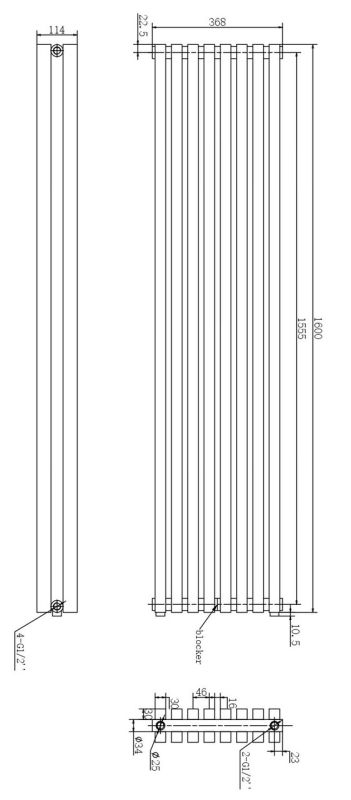 Вертикальный дизайнерский радиатор отопления ARTTIDESIGN Ancona II 8/1600/368 черный матовый Вертикальный дизайнерский радиатор отопления ARTTIDESIGN Ancona II 8/1600/368 черный матовый
