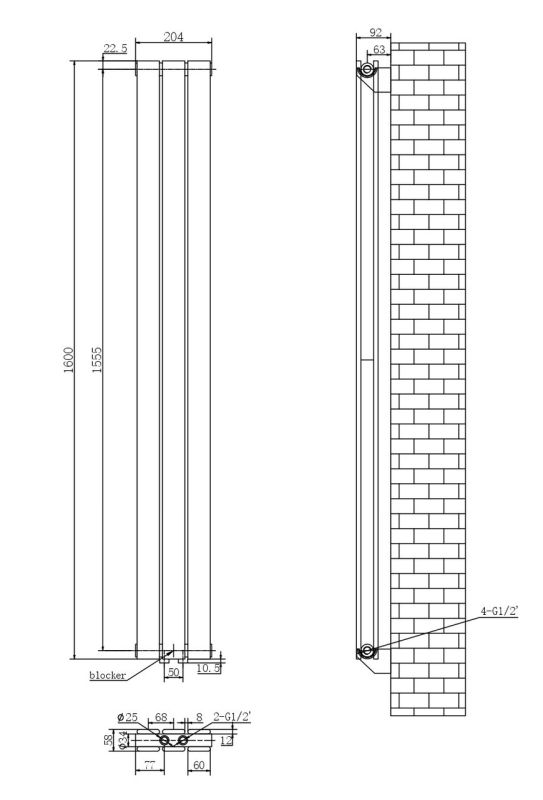 Дизайнерський вертикальний радіатор опалення ARTTIDESIGN Livorno II 3/1600/204/50 чорний матовий. Дизайнерський вертикальний радіатор опалення ARTTIDESIGN Livorno II 3/1600/204/50 чорний матовий.