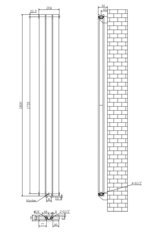 Дизайнерський вертикальний радіатор опалення ARTTIDESIGN Livorno II 3/1800/204/50 чорний матовий. Дизайнерський вертикальний радіатор опалення ARTTIDESIGN Livorno II 3/1800/204/50 чорний матовий.