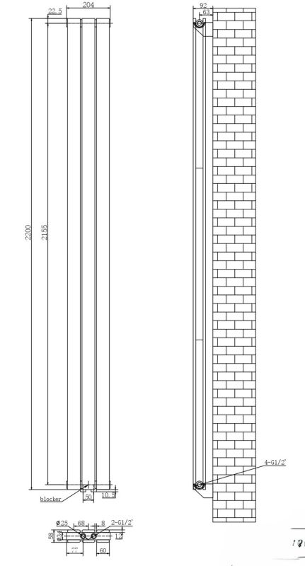 Дизайнерський вертикальний радіатор опалення ARTTIDESIGN Livorno II 3/2200/204/50 чорний матовий. Дизайнерський вертикальний радіатор опалення ARTTIDESIGN Livorno II 3/2200/204/50 чорний матовий.