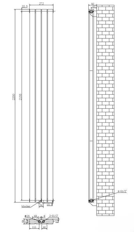 Дизайнерський вертикальний радіатор опалення ARTTIDESIGN Livorno II 4/2200/272/50 білий матовий. Дизайнерський вертикальний радіатор опалення ARTTIDESIGN Livorno II 4/2200/272/50 білий матовий.
