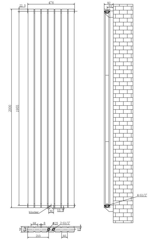 Вертикальний дизайнерський радіатор опалення ARTTIDESIGN Livorno II 7/2000/476/50 чорний матовий Вертикальний дизайнерський радіатор опалення ARTTIDESIGN Livorno II 7/2000/476/50 чорний матовий
