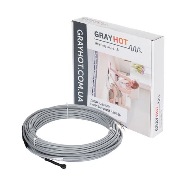 Grayhot Heating cable 15, комплект 128 м, 1929 Вт, двожильний нагрівальний кабель (9,6 - 16 м2) Grayhot Heating cable 15, комплект 128 м, 1929 Вт, двожильний нагрівальний кабель (9,6 - 16 м2)