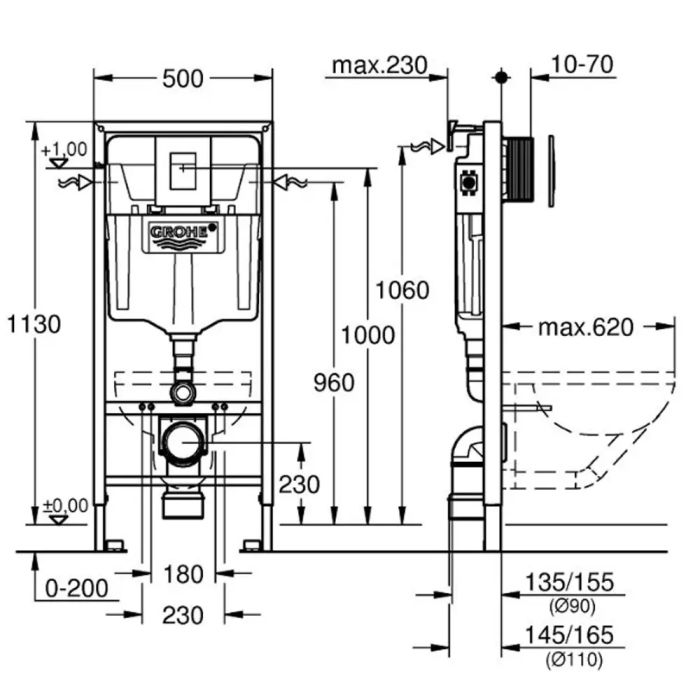 Інсталяція GROHE Rapid SL + кнопка Skate Cosmopolitan (38772001+38732000) Інсталяція GROHE Rapid SL + кнопка Skate Cosmopolitan (38772001+38732000)