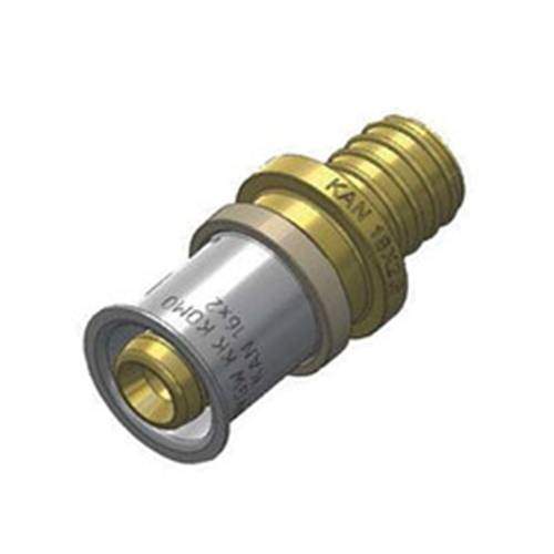 Соединитель латунный press с пресс-кольцом переходной PUSH / PRESS fi 18x2/16x2 KAN-therm Соединитель латунный press с пресс-кольцом переходной PUSH / PRESS fi 18x2/16x2 KAN-therm