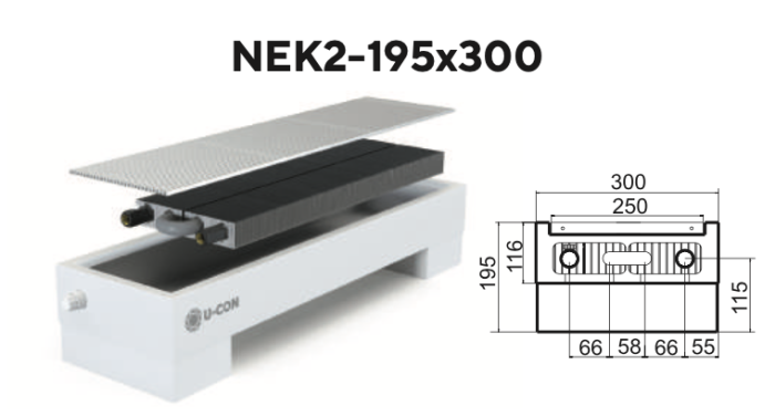 Конвектор підлога U-CON NEK2-195x300 Природня конвекц Конвектор підлога U-CON NEK2-195x300 Природня конвекц