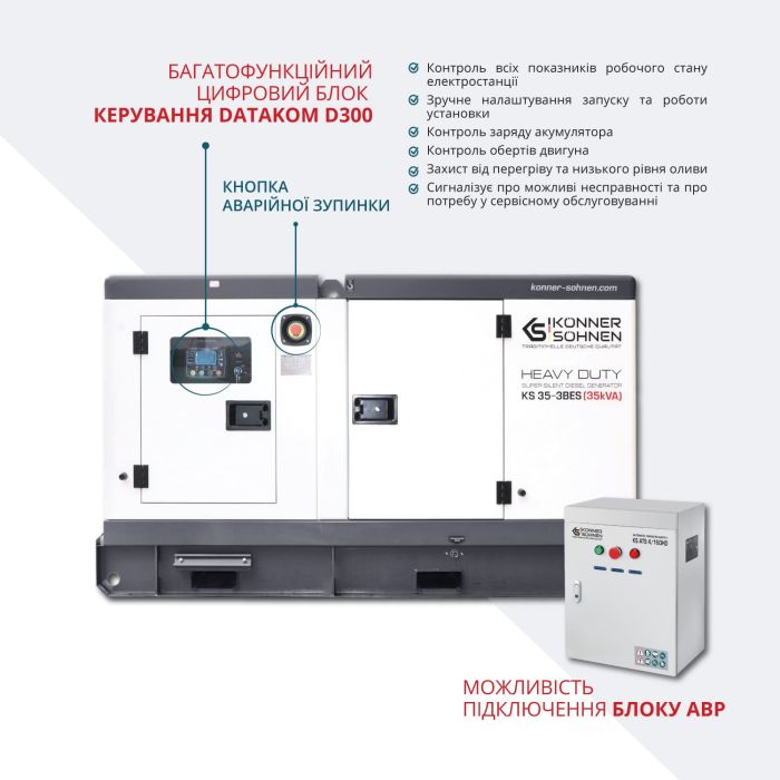 Дизельна електростанція 35 кВА Konner & Sohnen KS 35-3BES трифазна Дизельна електростанція 35 кВА Konner & Sohnen KS 35-3BES трифазна
