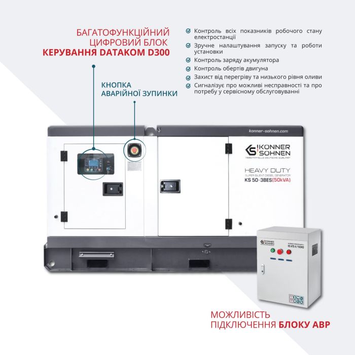 Дизельна електростанція 50 кВА Konner & Sohnen KS 50-3BES трифазна Дизельна електростанція 50 кВА Konner & Sohnen KS 50-3BES трифазна